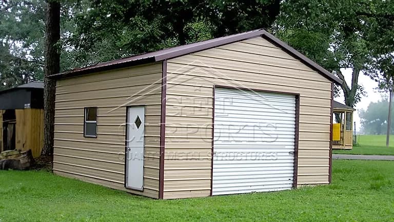 12x20x8 One Car Garage — 18'W x 20'L metal building from Get Carports