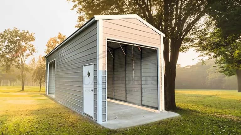 12x25x10 Single Car Garage — 12'W x 25'L metal building from Get Carports