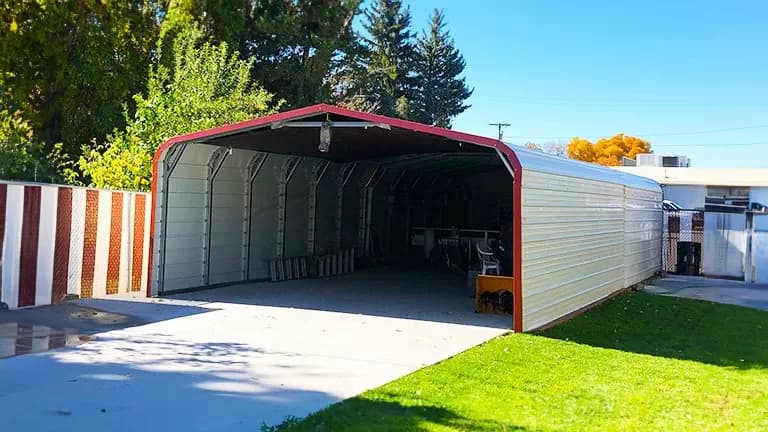 18x26x6 Regular Enclosed Carport — 18'W x 26'L metal building from Get Carports