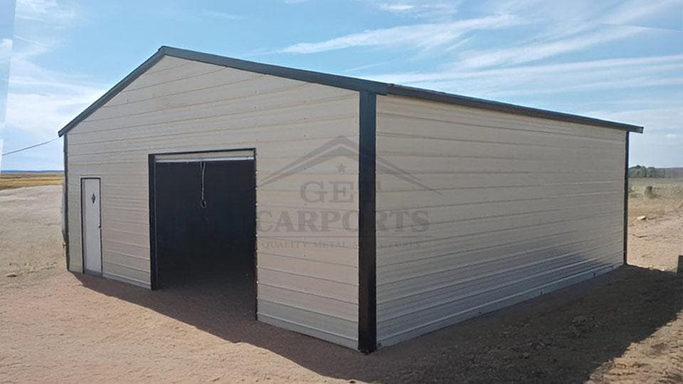 18x30x8 Vertical Roof Garage — 18'W x 30'L metal building from Get Carports