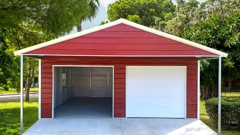 18x36x8 A-Frame Horizontal Roof Garage with porch — 18'W x 36'L metal building from Get Carports