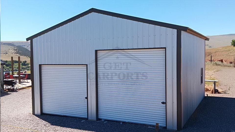 20x20x9 Vertical Roof Garage — 20'W x 20'L metal building from Get Carports
