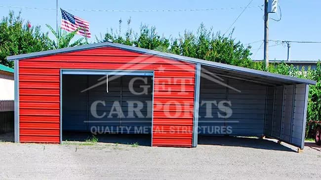 20x20x9 Garage With Lean-to — 20'W x 20'L metal building from Get Carports