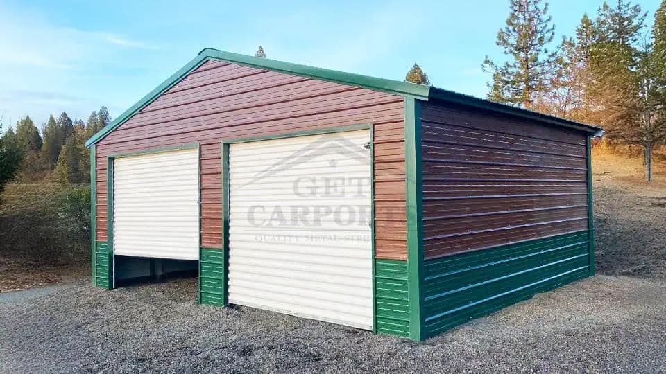22x25x8 Two Car Garage — 22'W x 25'L metal building from Get Carports