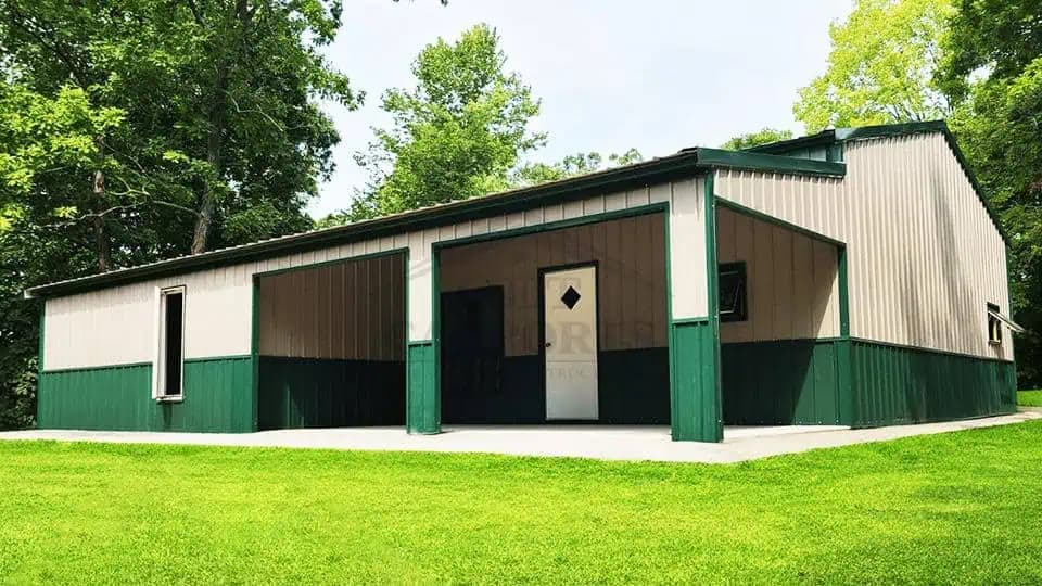 24x30x12 Garage With 12x30x8 Lean-To — 24'W x 30'L metal building from Get Carports