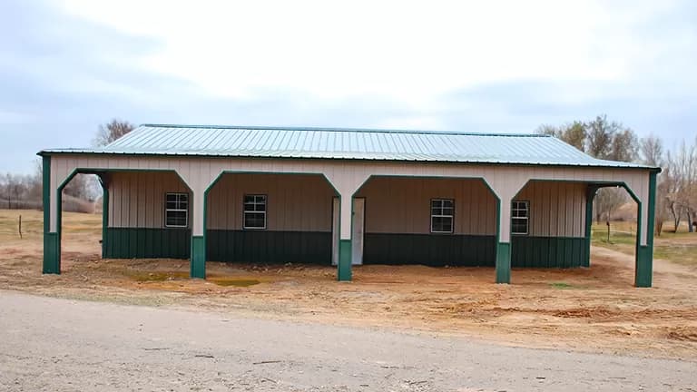 24x45x10 A-Frame Garage with Lean-To — 24'W x 45'L metal building from Get Carports