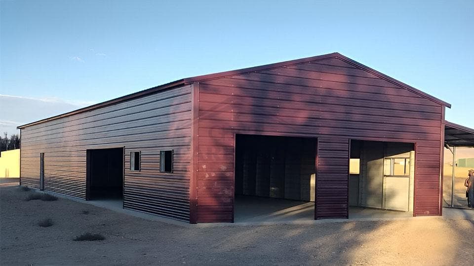 26x50x12 Garage with Lean-to — 26'W x 50'L metal building from Get Carports
