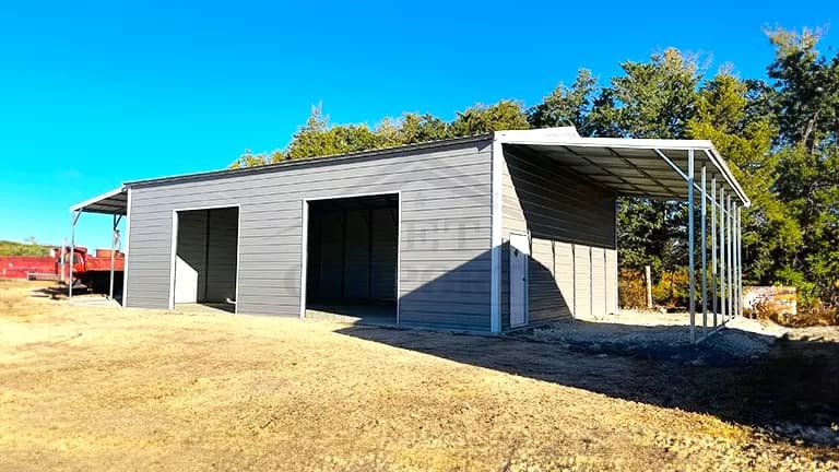30x45x13 Garage With 12x30x11 Lean Tos — 30'W x 45'L metal building from Get Carports