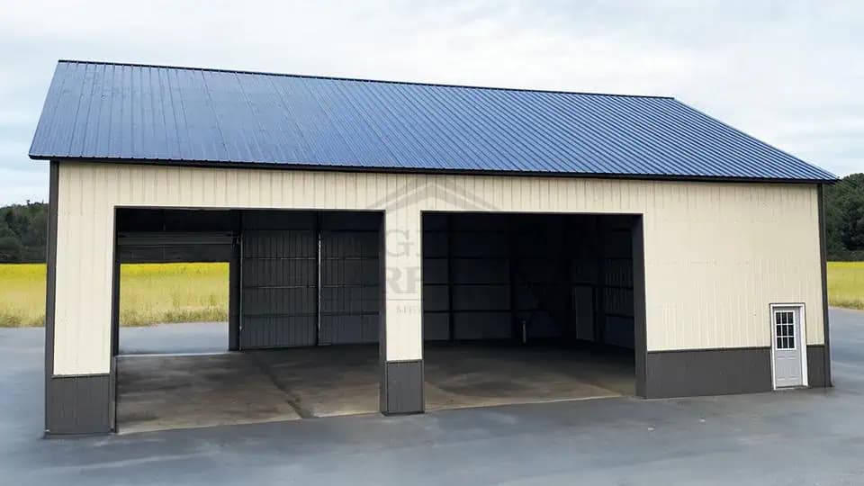 30x50x15 Vertical Two Car Garage — 30'W x 50'L metal building from Get Carports