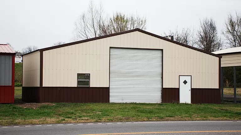 34x35x12 Fully Enclosed A-Frame Shop — 34'W x 35'L metal building from Get Carports