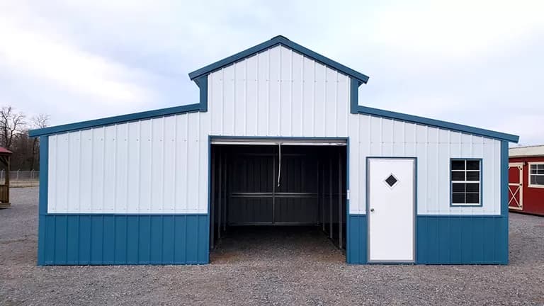36x20x12 Raised Center Barn — 36'W x 20'L metal building from Get Carports