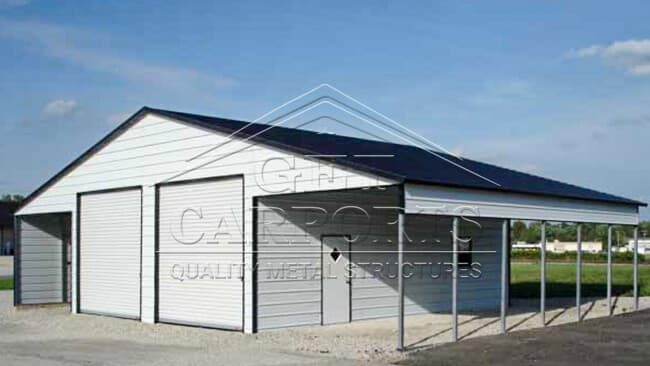 48x30x12 Straight Vertical Roof Barn — 48'W x 30'L metal building from Get Carports