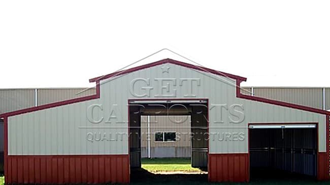 42x25x12 A-Frame All Vertical Colonial Barn — 42'W x 25'L metal building from Get Carports