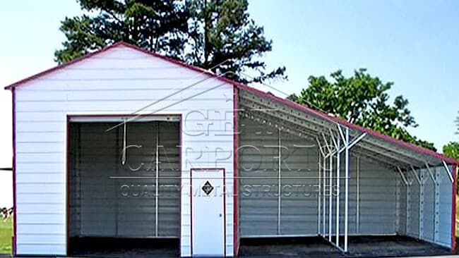 20x20x12 Certified A-Frame Building w/ Lean-Tos — 44'W x 20'L metal building from Get Carports