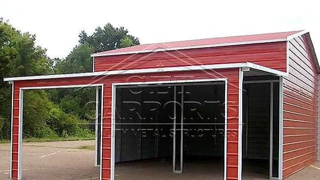 20x20x11 Custom Building with Lean-To — 32'W x 20'L metal building from Get Carports