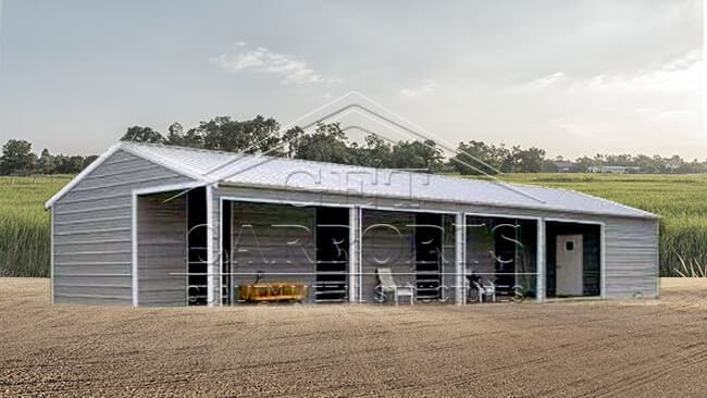 24x50x12 A-Frame Vertical Roof Horse Stall — 24'W x 50'L metal building from Get Carports